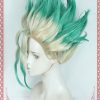 Anime Dr Stone Ishigami Senkuu Cosplay Wig Short Green Mixed Synthetic Hair Halloween Party Carnival Props 1 - Dr. Stone Shop