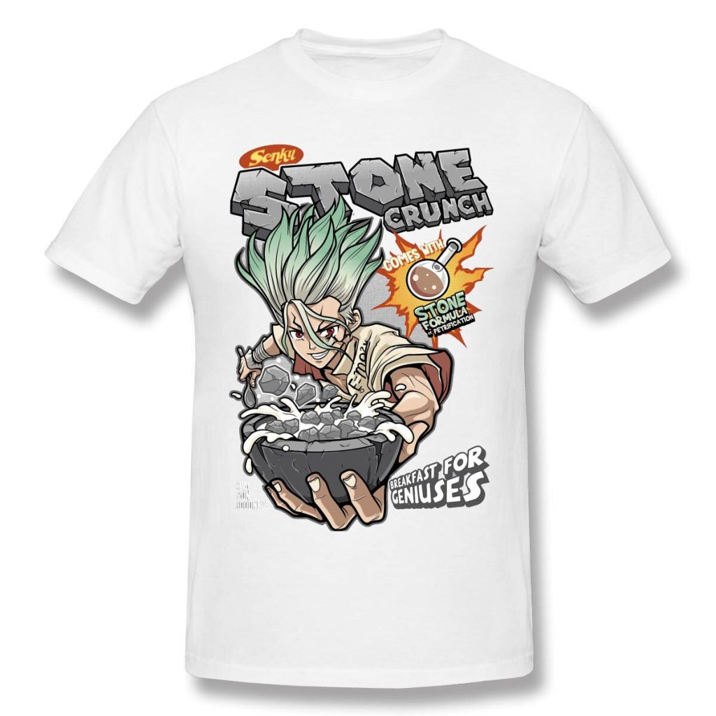 Stone Crunch Print Cotton T Shirt Camiseta Hombre Dr STONE Anime Stone World Men Cotton Tees 4 - Dr. Stone Shop