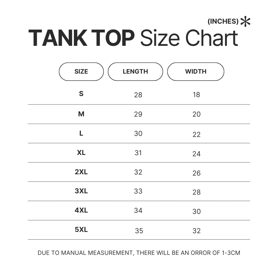 Tank Top Size Chart - Dr. Stone Shop