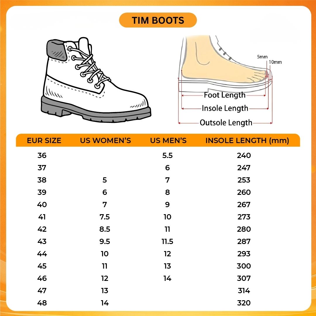 Tim Boots V1 Size Chart - Dr. Stone Shop